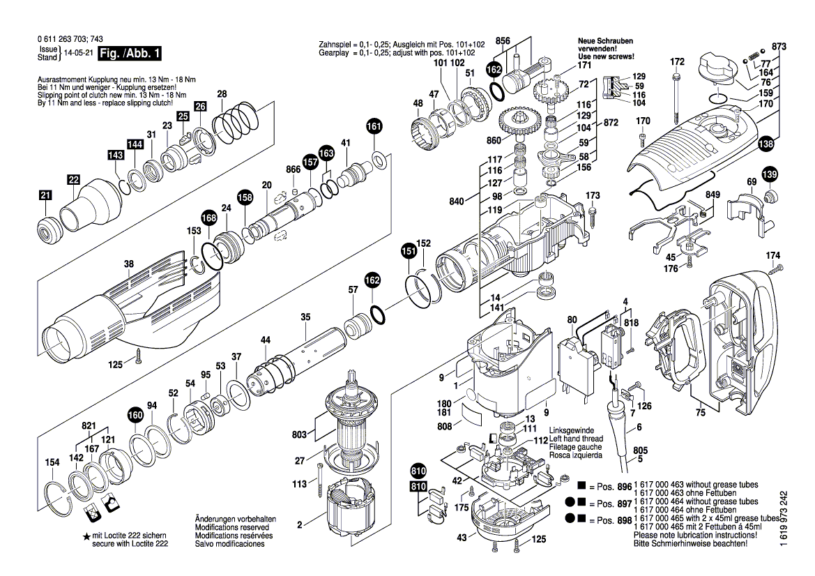 Nouveau véritable Bosch 1617000872 Mécanisme d'impact Mécanisme