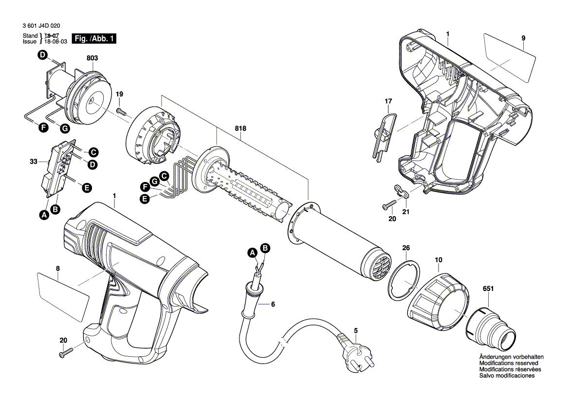 Ny äkta Bosch 1619PB3926 Strömförsörjningsladd