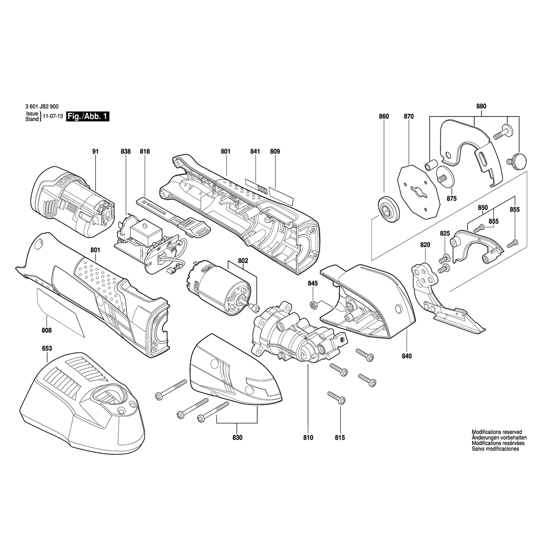 Bosch 3601JB2900 — взрыв-схема, лист 1