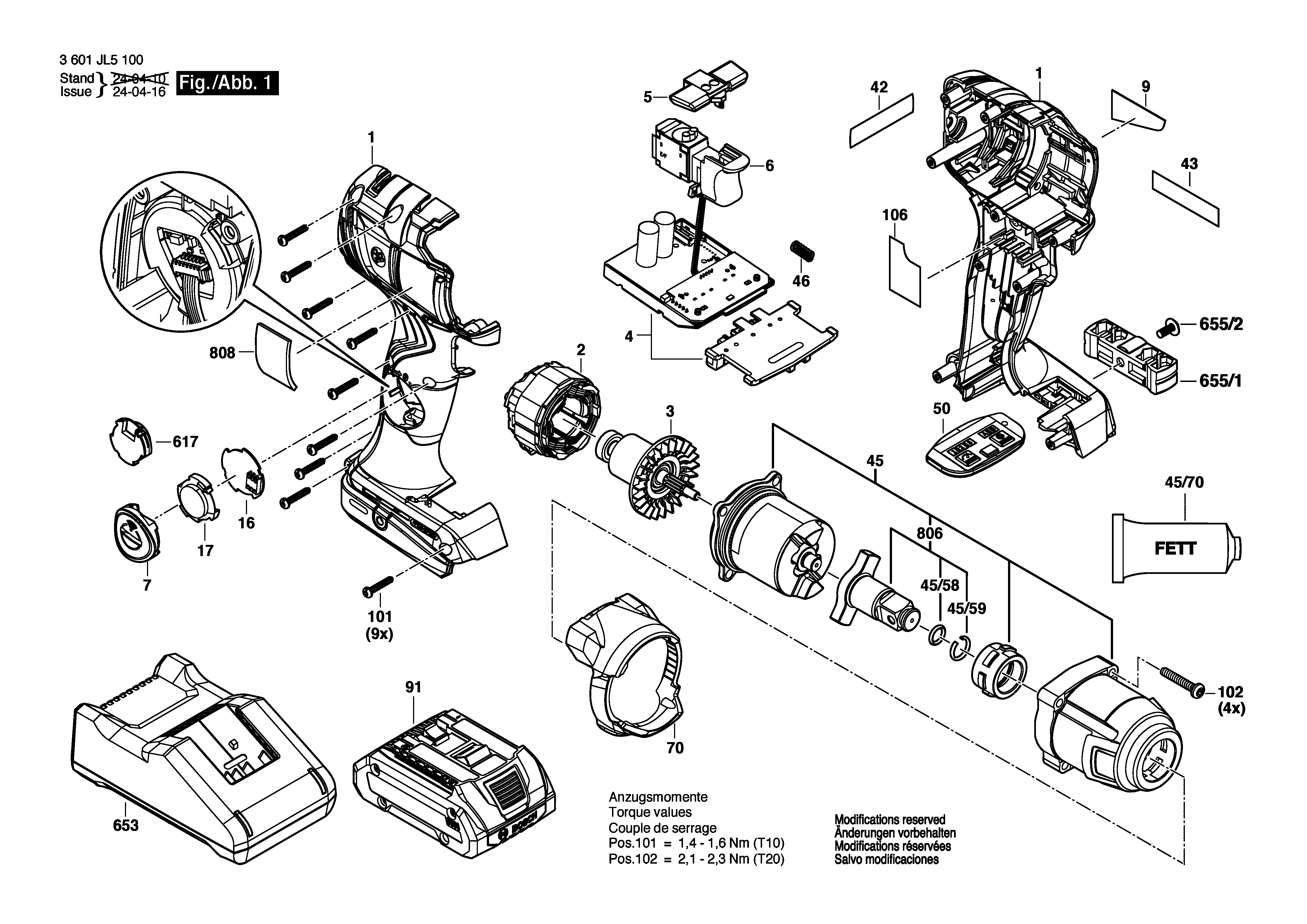 Bosch 16002100C7 O-Ring — GDS 18V-320 C, GDS 18V-230 C — схема 3601JL5100, лист 1 из 1, позиция 45/58