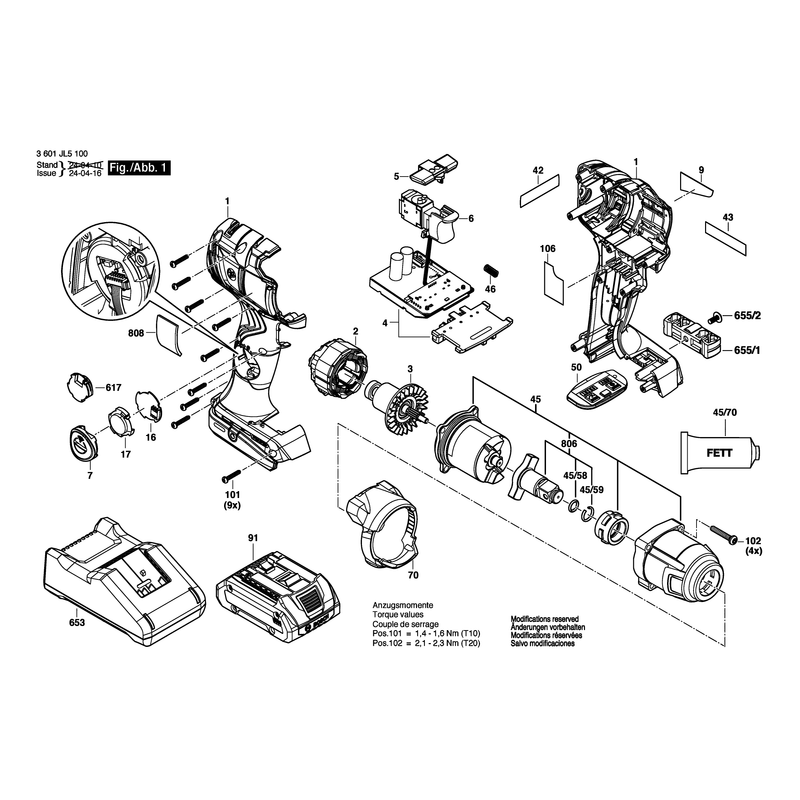 Bosch 16002100C7 O-Ring — GDS 18V-320 C, GDS 18V-230 C — схема 3601JL5100, лист 1 из 1, позиция 45/58