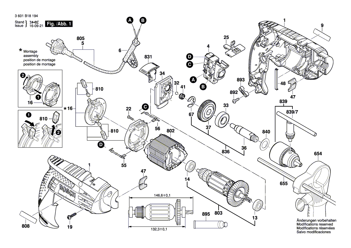 New Genuine Bosch 2609160127 Change-Over Switch