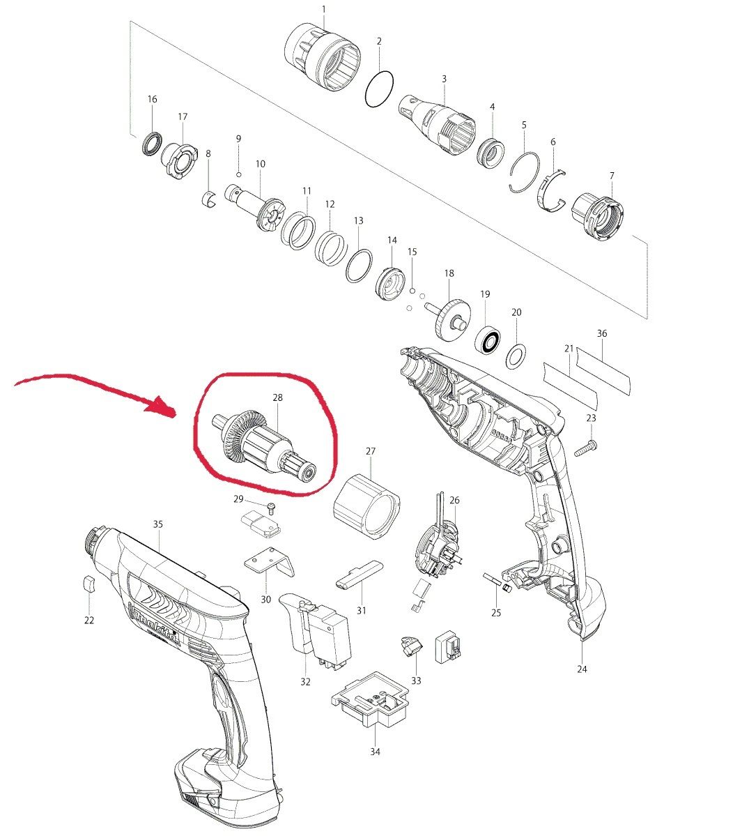 Neu Original Makita 619275-6 Anker 14,4 V für BFS441