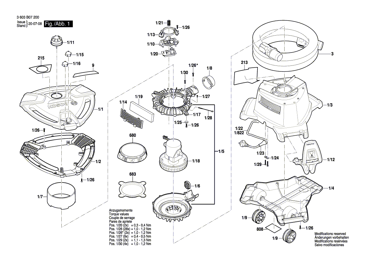 Uusi aito Bosch 1600A01H01 Moottori