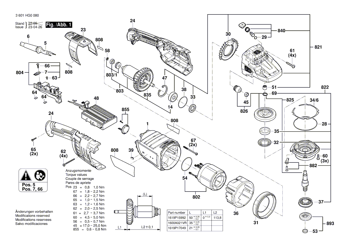 Nouveau véritable broche Bosch 1619p17222