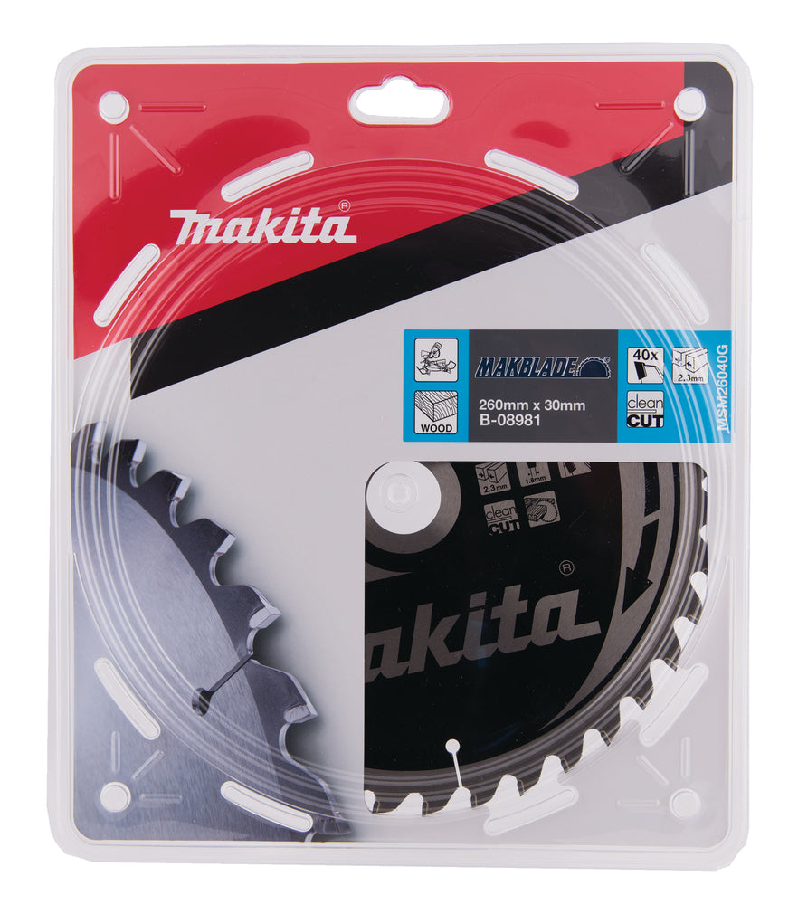 Ny äkta Makita B-08981 Wood Cuttng Circular såg 260mm x 30mm x 2,3mm 40T