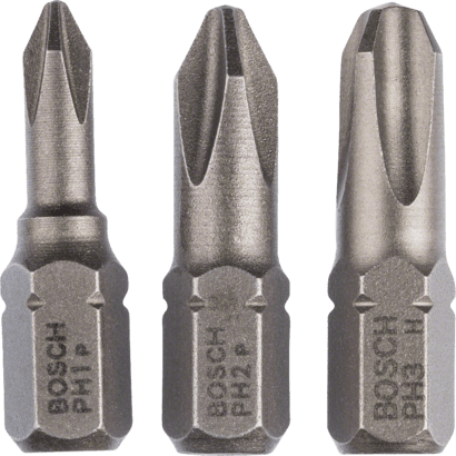 New Genuine Bosch 2607001752 Extra Hard Screwdriver Bit Pack, 3-Piece For