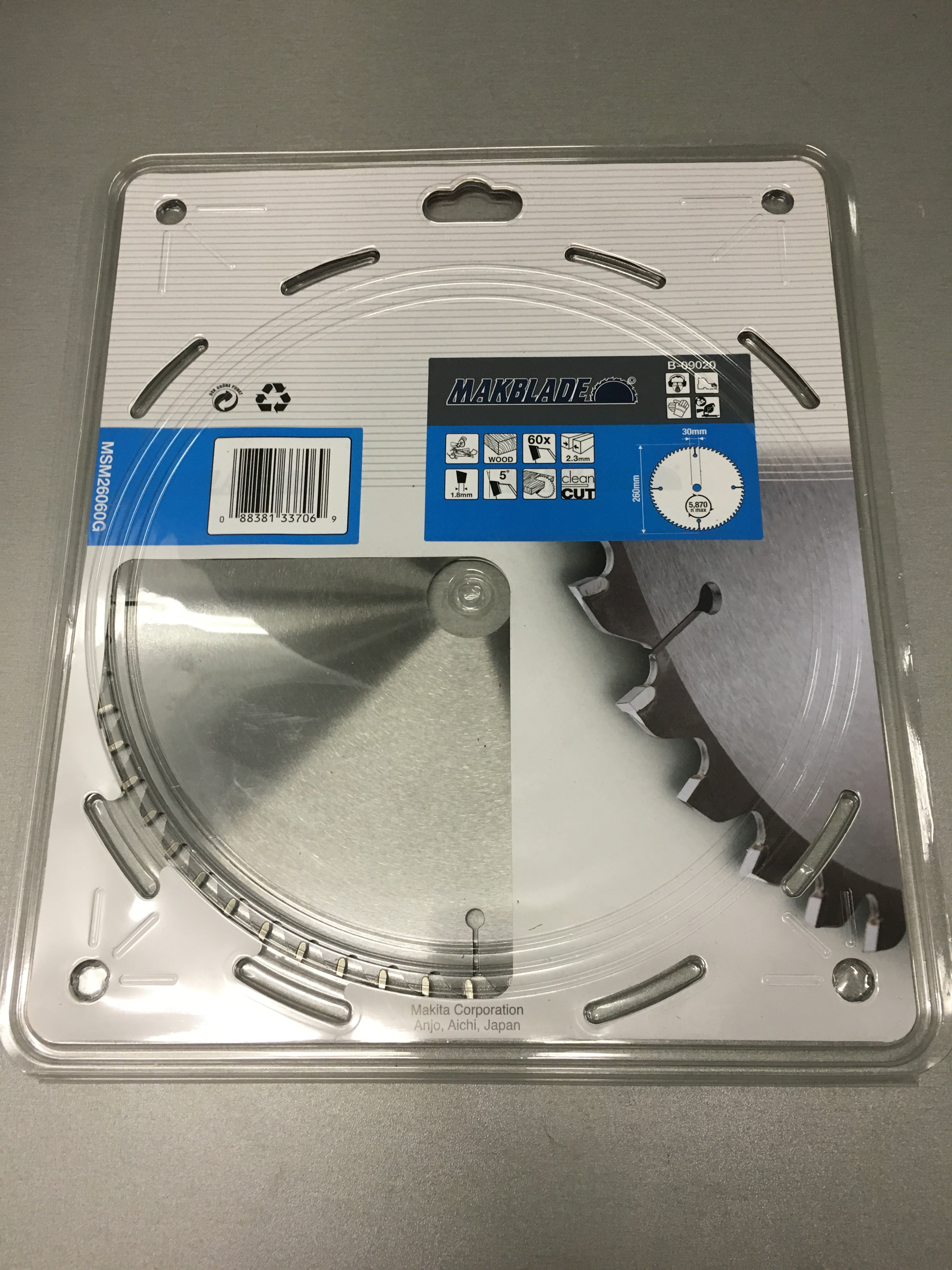 Ny äkta Makita B-09020 Circular Saw Blade Makblade 260mm x 30mm x 2,3mm 60T