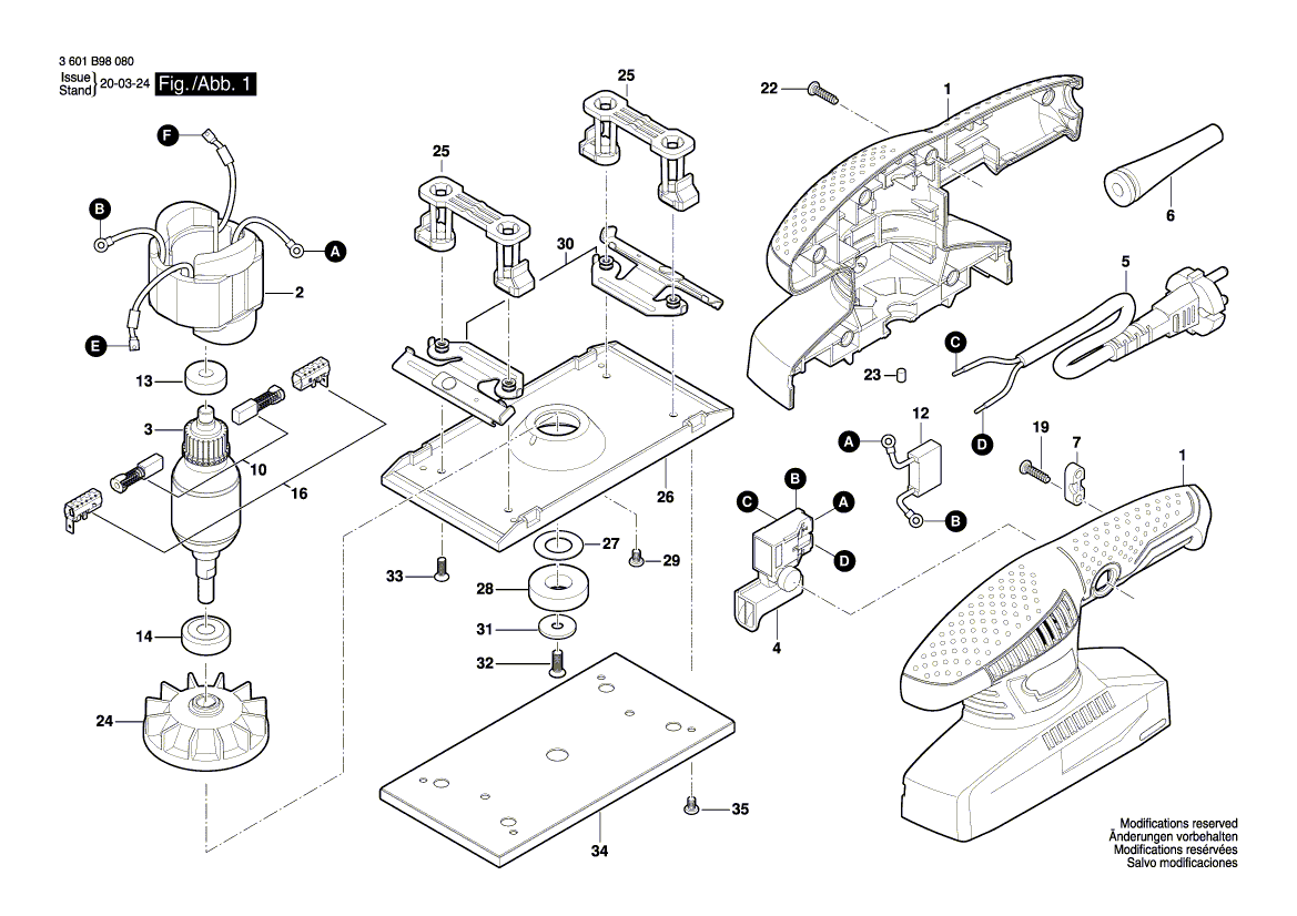 Neue Original-Grundplatte 1619PA7644 von Bosch