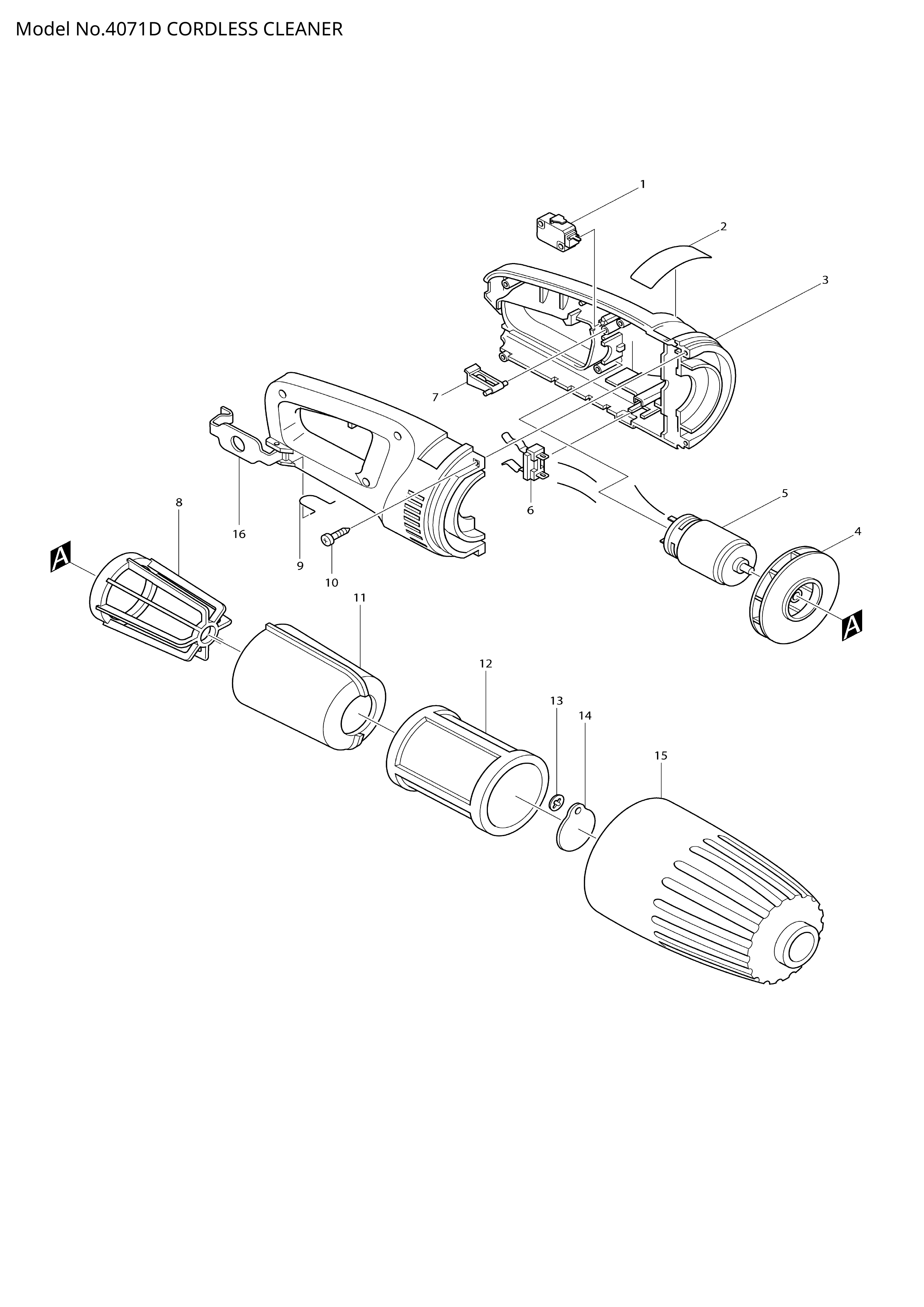 Makita 4071D — сборочный чертёж, лист 1, деталь 629776-6 поз. 005-3