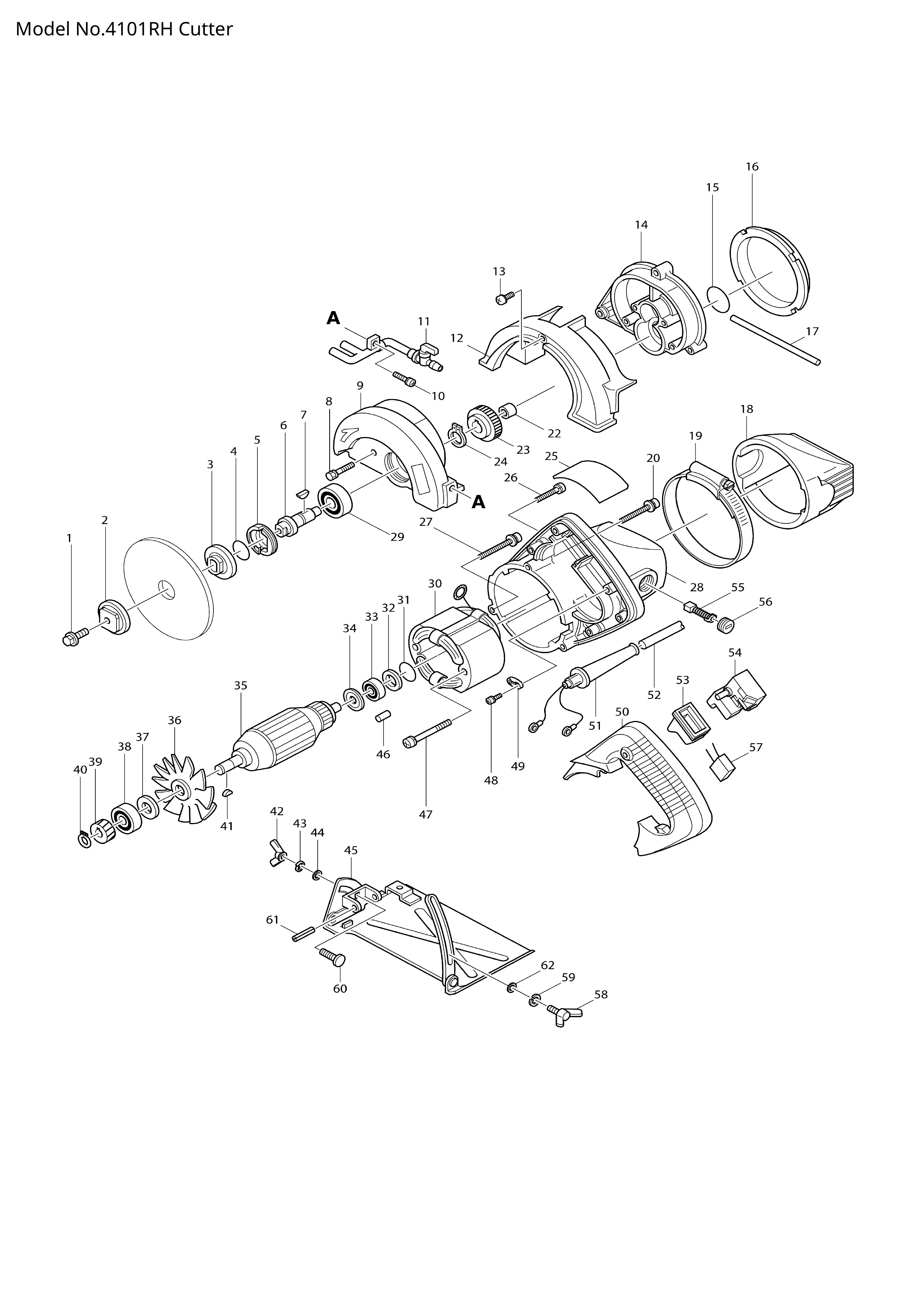 Makita 4101RH — сборочный чертёж, лист 1, деталь 699005-1 поз. 052
