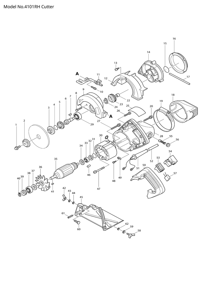 Makita 4101RH — сборочный чертёж, лист 1, деталь 699005-1 поз. 052