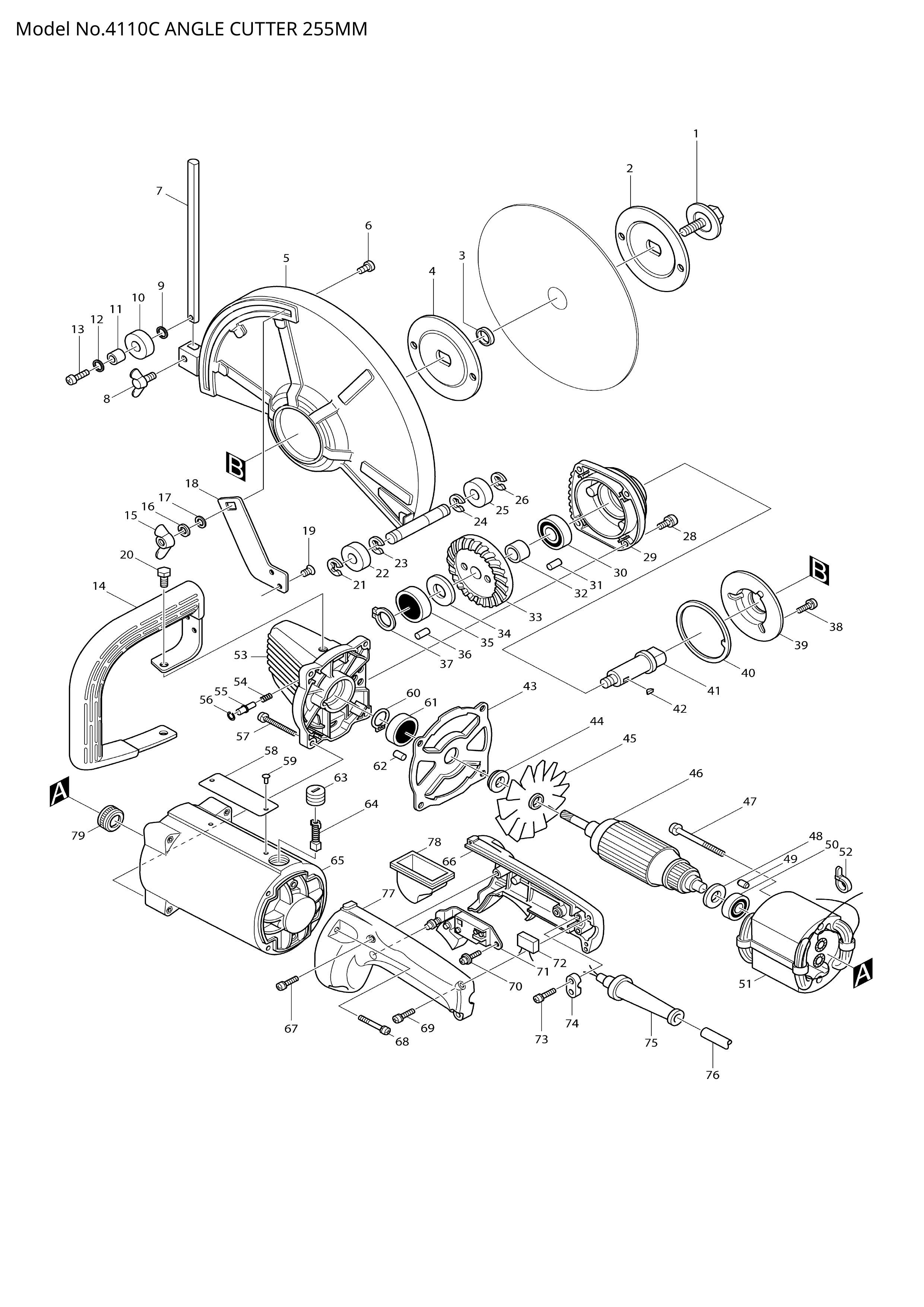 Makita 4110C — сборочный чертёж, лист 1, деталь 514713-2 поз. 046F3