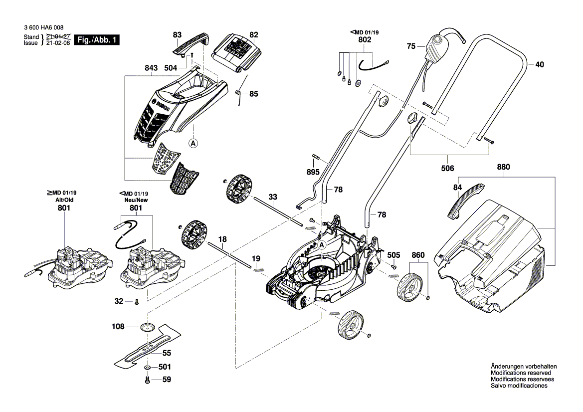 New Genuine Bosch F016F04703 Motor Hood