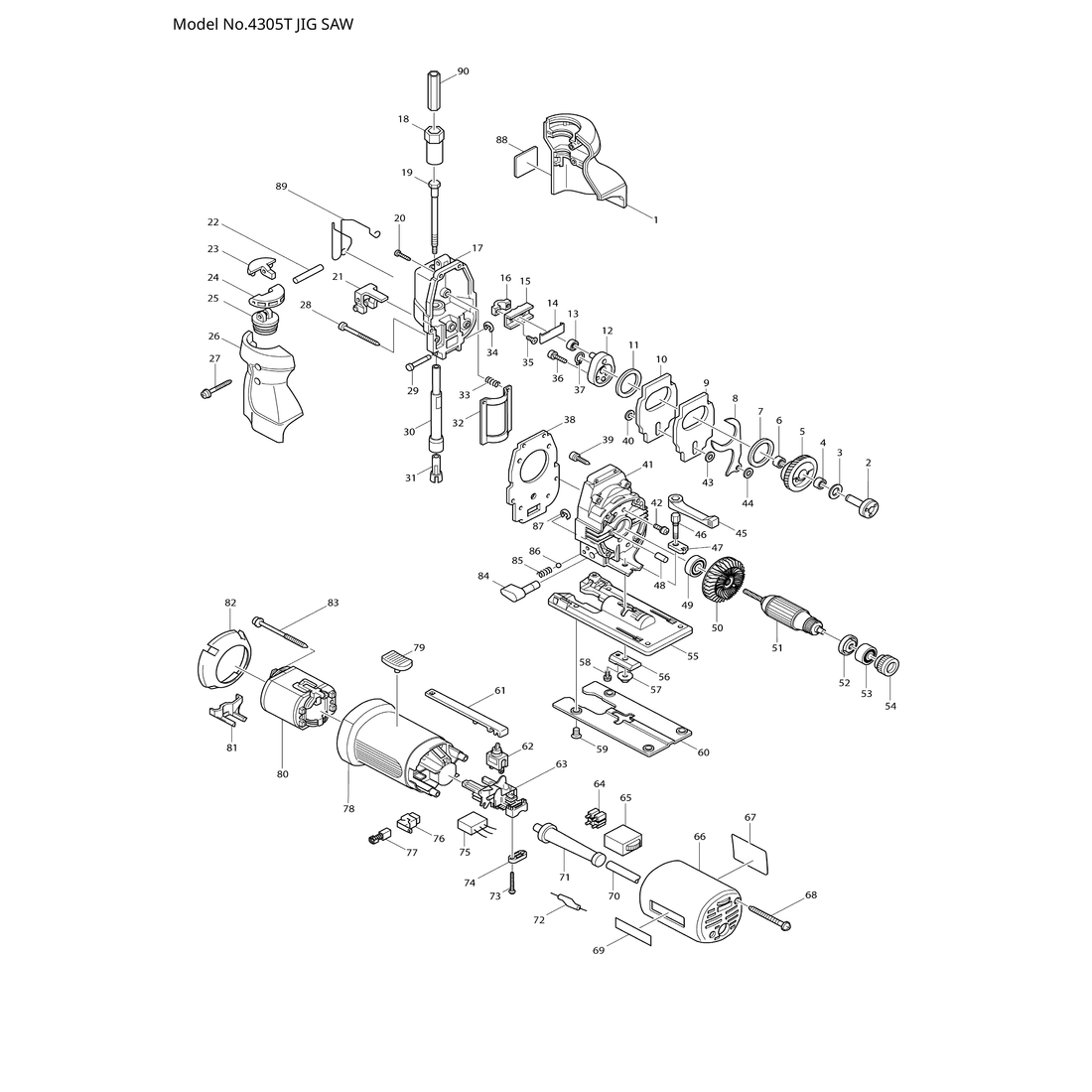 Makita 4305T — сборочный чертёж, лист 1, деталь 631183-1 поз. 065