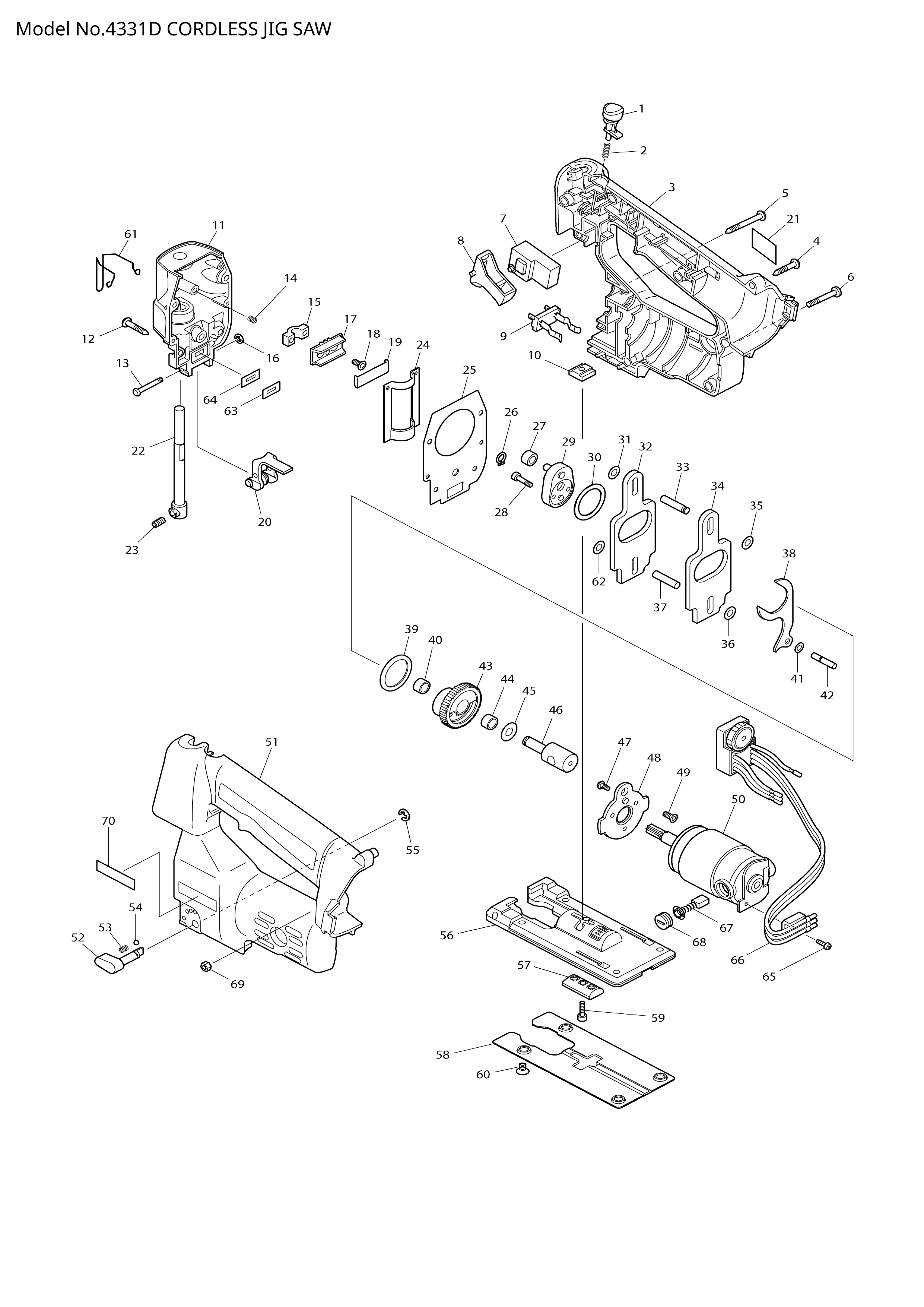 Makita 4331D — сборочный чертёж, лист 1, деталь 631372-8 поз. 066
