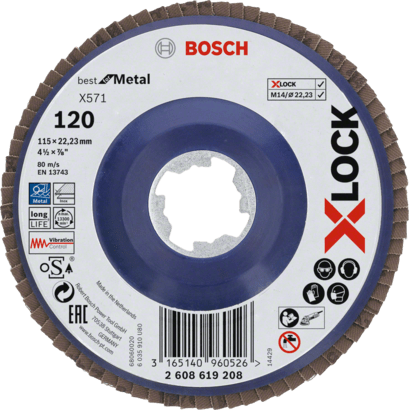 Ny ekte Bosch 2608619208 X571 Best for Metal X-Lock Flap Discs, Straight