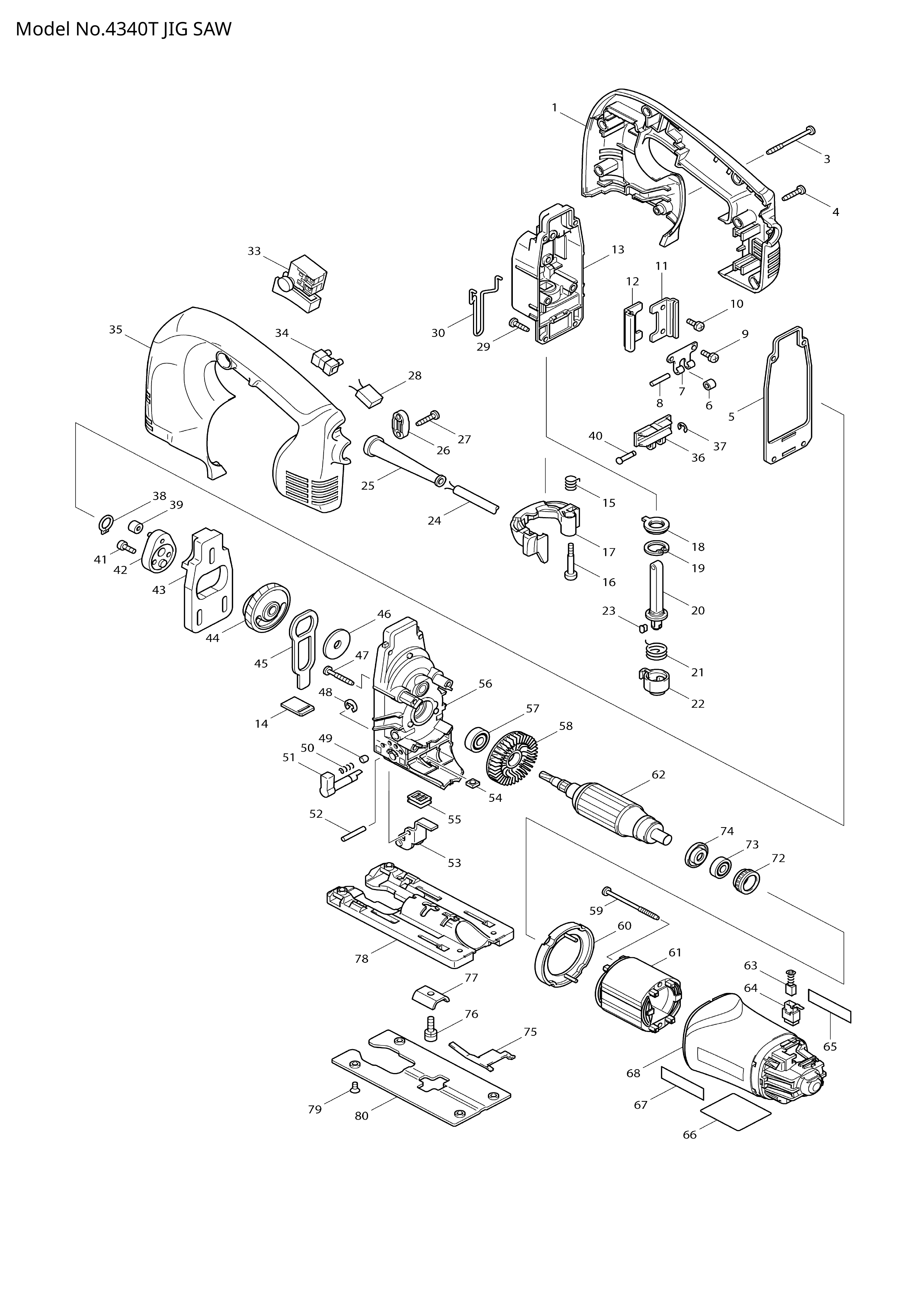 Makita 4340T — сборочный чертёж, лист 1, деталь 517394-1 поз. 062