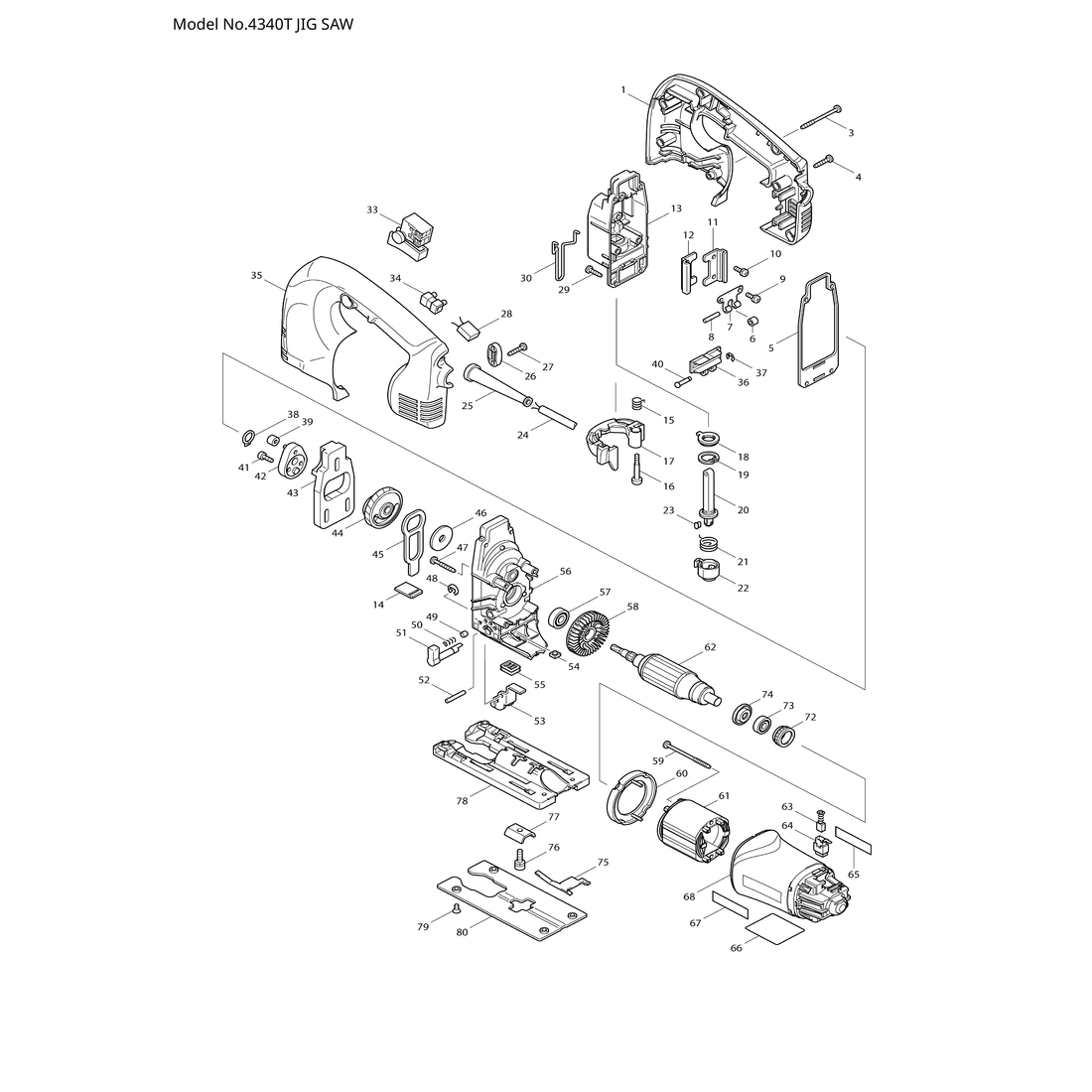 Makita 4340T — сборочный чертёж, лист 1, деталь 517394-1 поз. 062