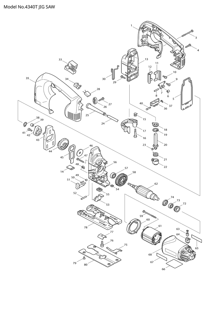 Makita 4340T — сборочный чертёж, лист 1, деталь 517394-1 поз. 062