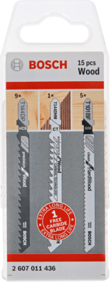 Nouveau véritable bosch 2607011436 Pack de bois à lame à lames, 15 pièces pour la scie à gabarits