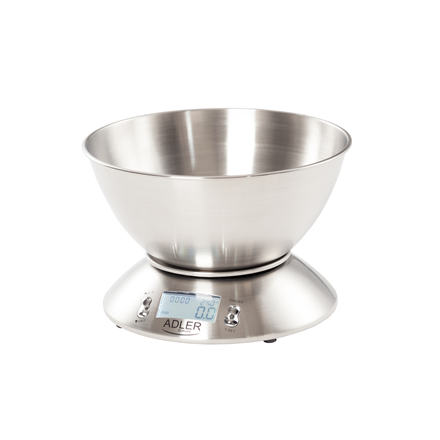 Adler AD 3134 — Kitchen scales, Maximum weight (capacity) 5 kg, Graduation 1 g, Stainless steel