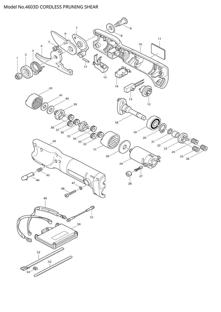 Makita 4603D — сборочный чертёж, лист 1, деталь 651900-3 поз. 014