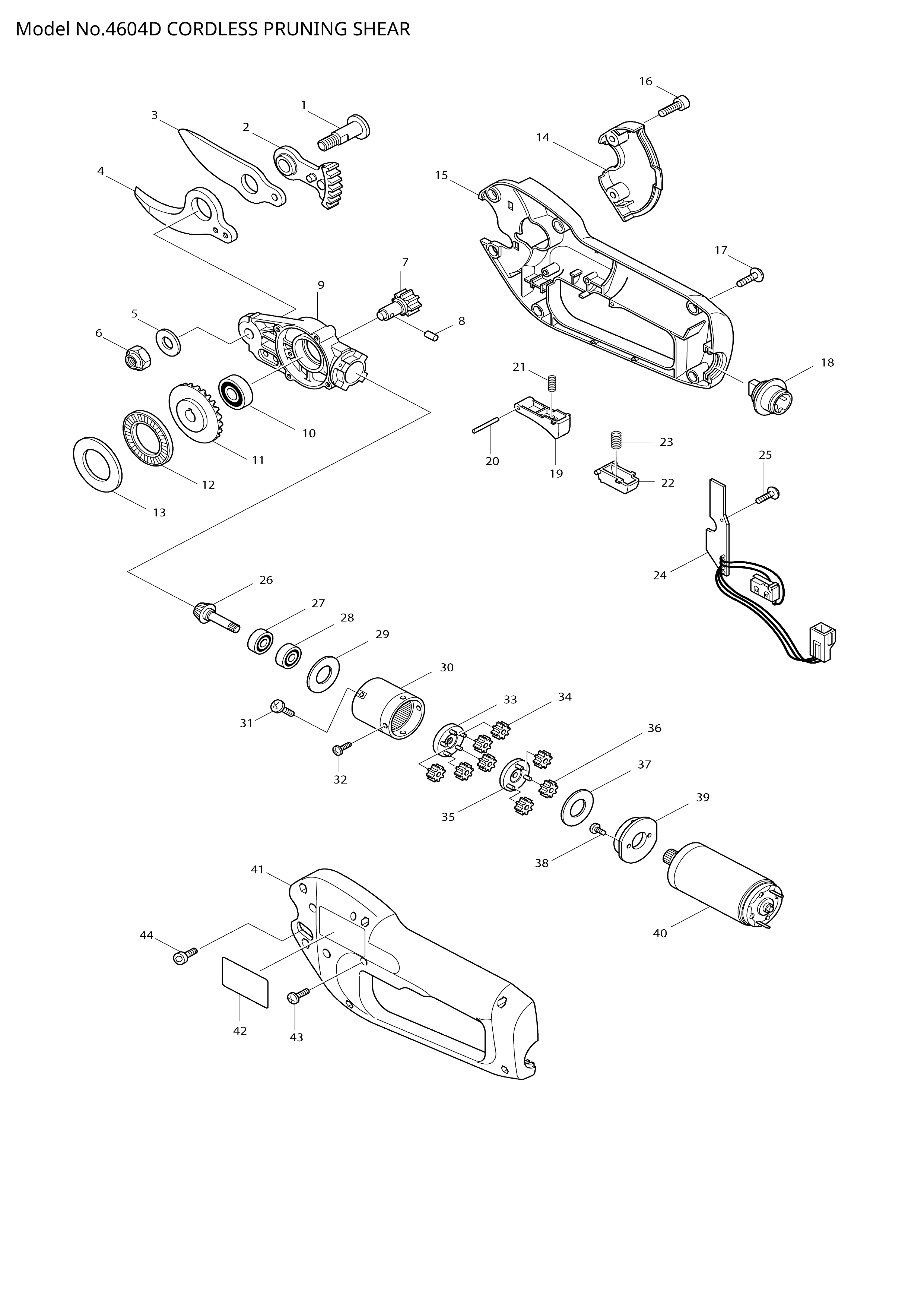 Makita 4604D — сборочный чертёж, лист 1, деталь 629742-3 поз. 040