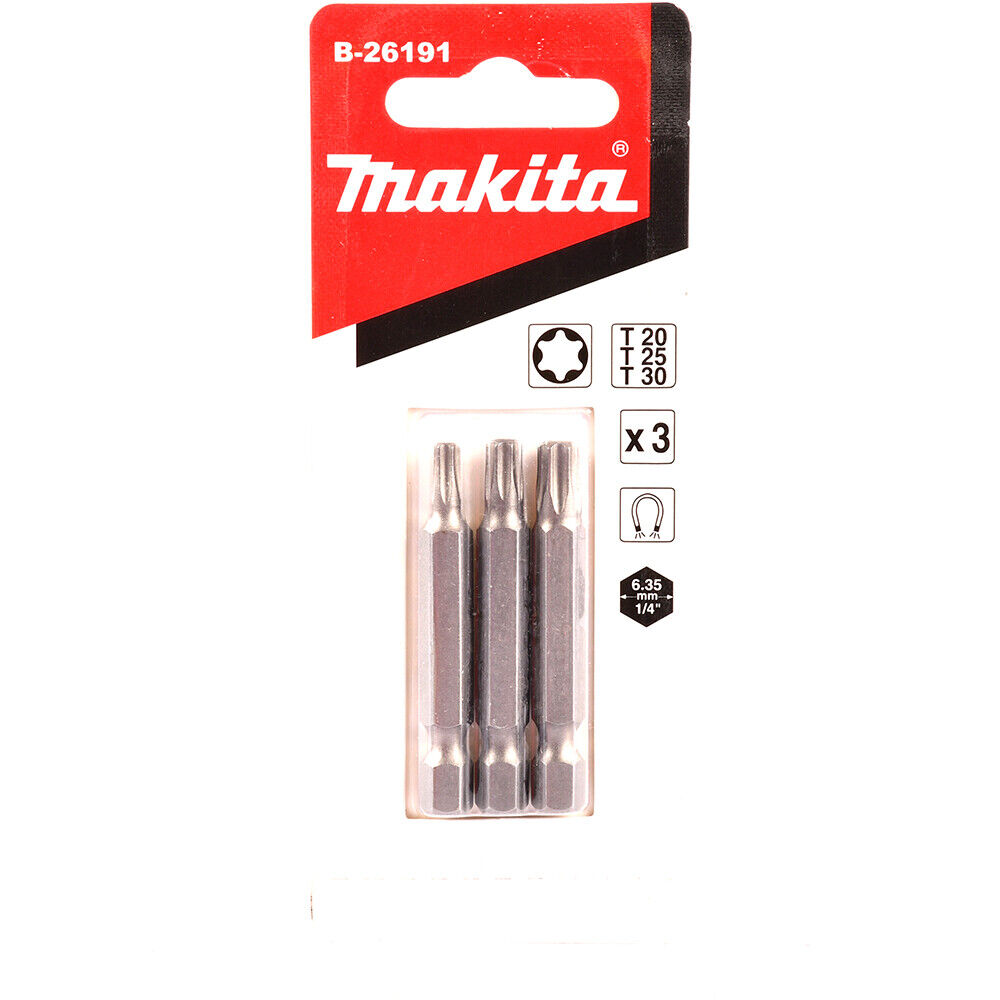 New Genuine Makita B-26191 Screw Bit T20, T25, T30x50MM 3PCS