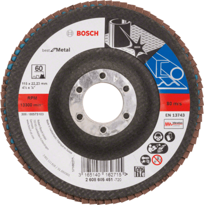 New Genuine Bosch 2608605451 X571 Best for Metal Flap Discs, Straight Version