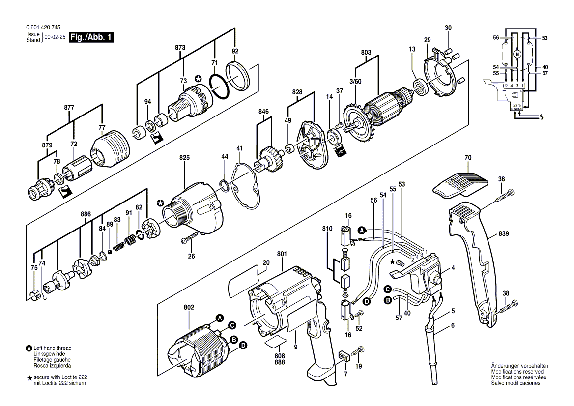 Nouveau véritable bosch 2610994891 Interrupteur ON-OFF