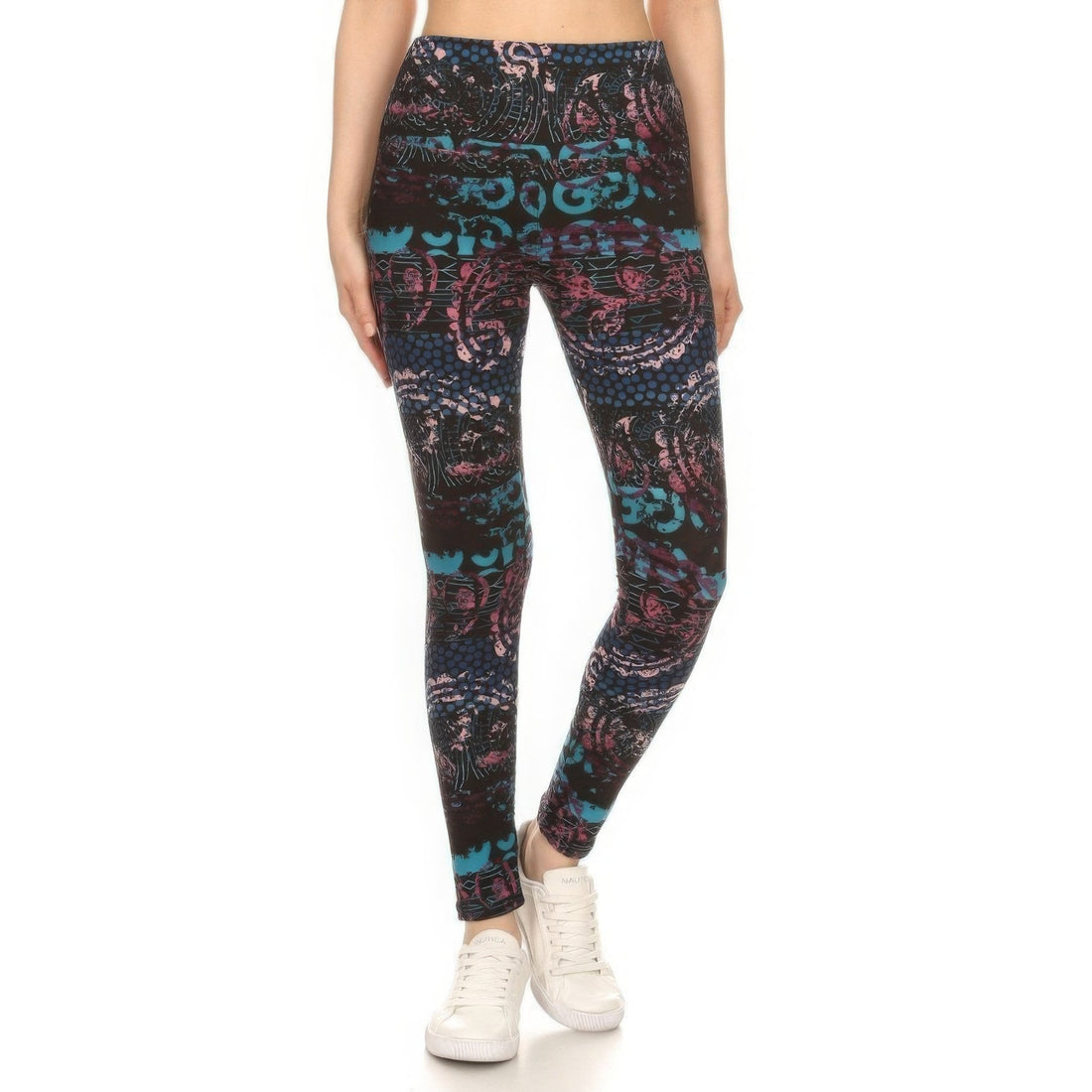 5-inch Long Yoga Style Banded Lined Mixed Pattern Print