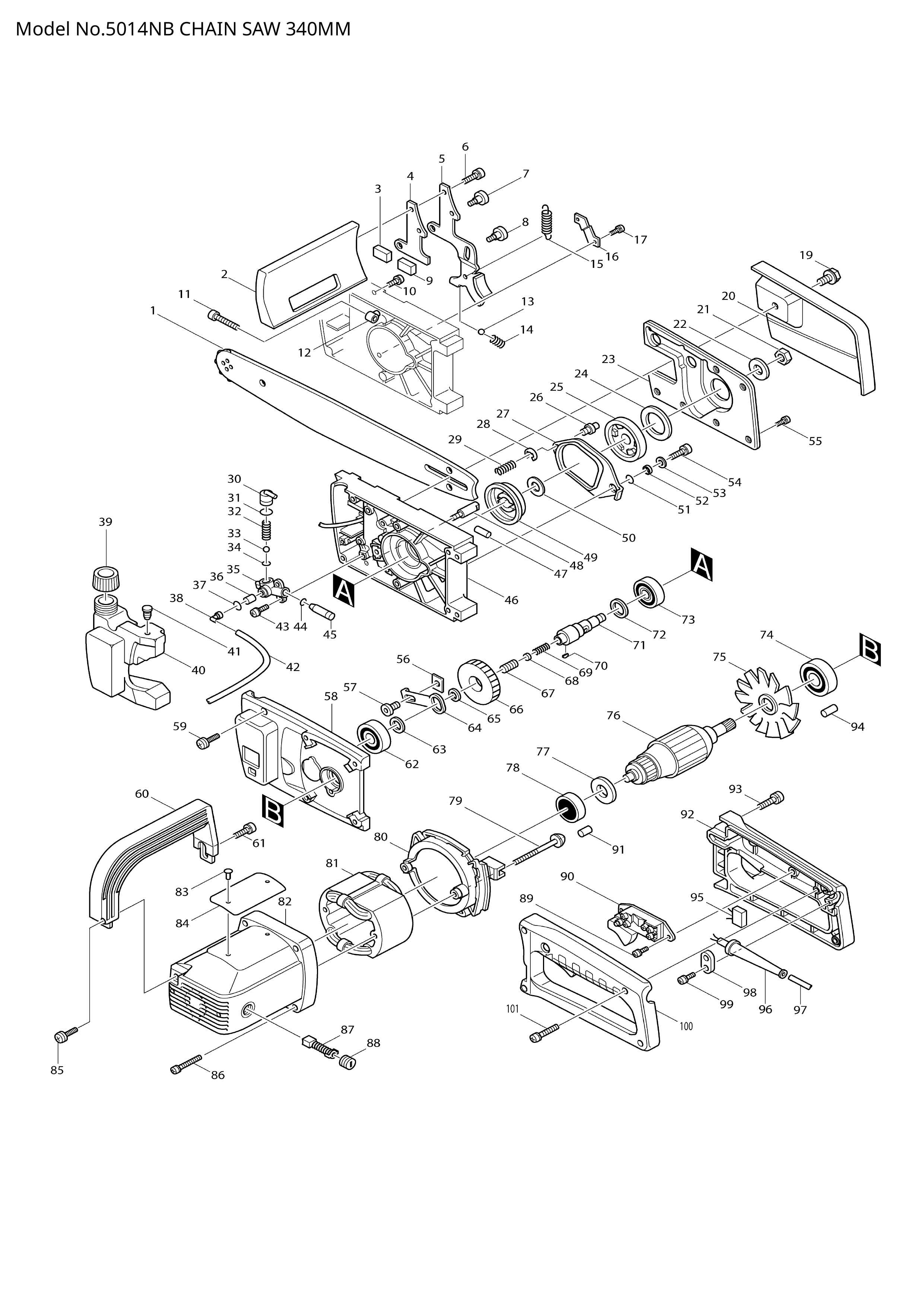 Makita 5014NB — сборочный чертёж, лист 1, деталь 423135-4 поз. 036-1
