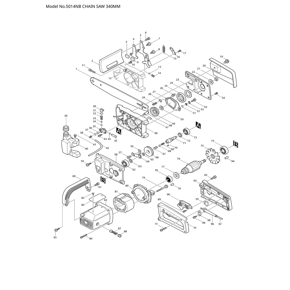 Makita 5014NB — сборочный чертёж, лист 1, деталь 423135-4 поз. 036-1