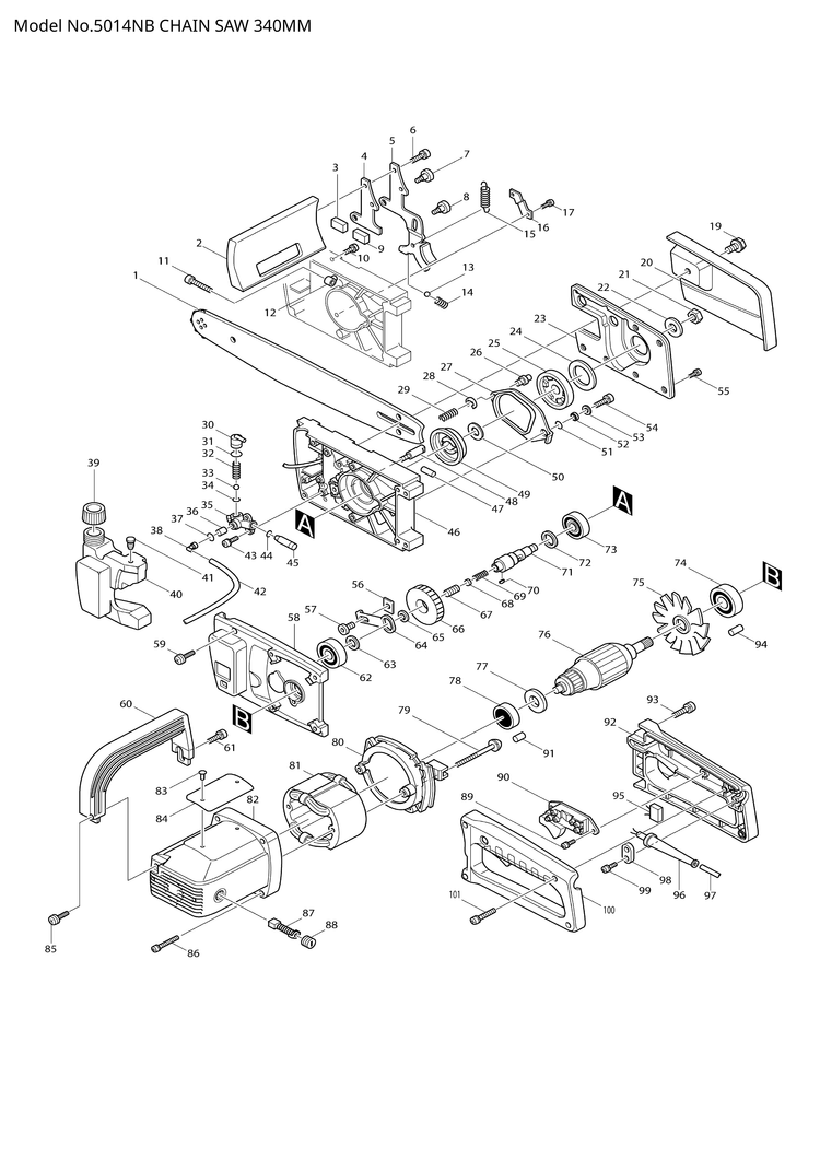 Makita 5014NB — сборочный чертёж, лист 1, деталь 423135-4 поз. 036-1