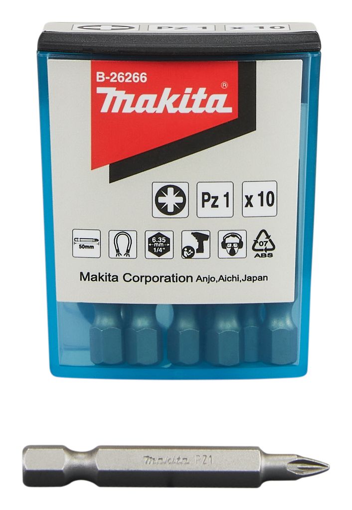 New Genuine Makita B-26266 Screw Bit Flip Top Case PZ1x50MM 10PCS