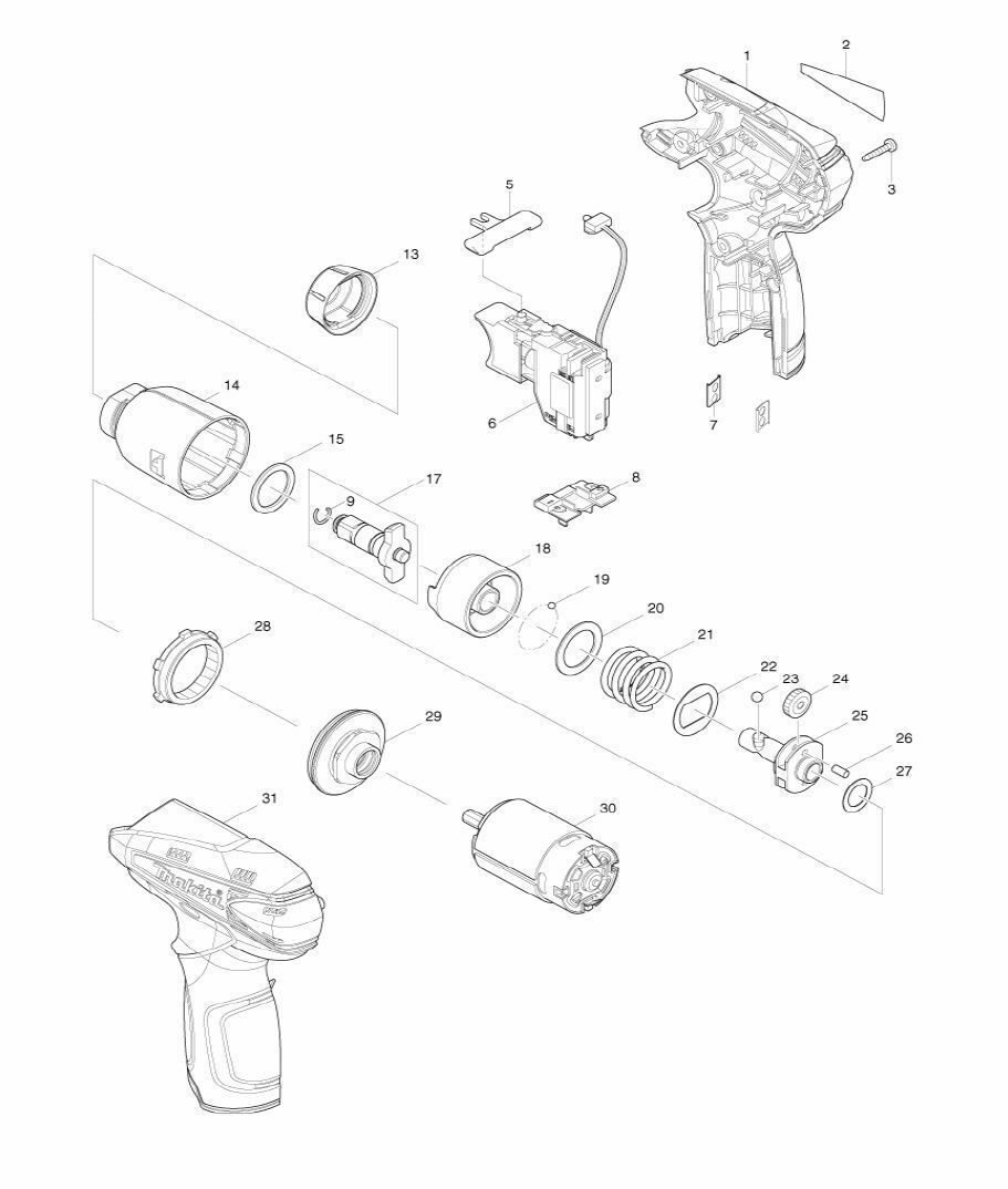 Новый оригинальный переключатель Makita 650656-5 для TW100D WT01W