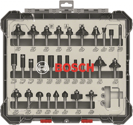 Ny äkta Bosch 2607017476 Mixed Router Bit Set, 30-stycken för handhållen