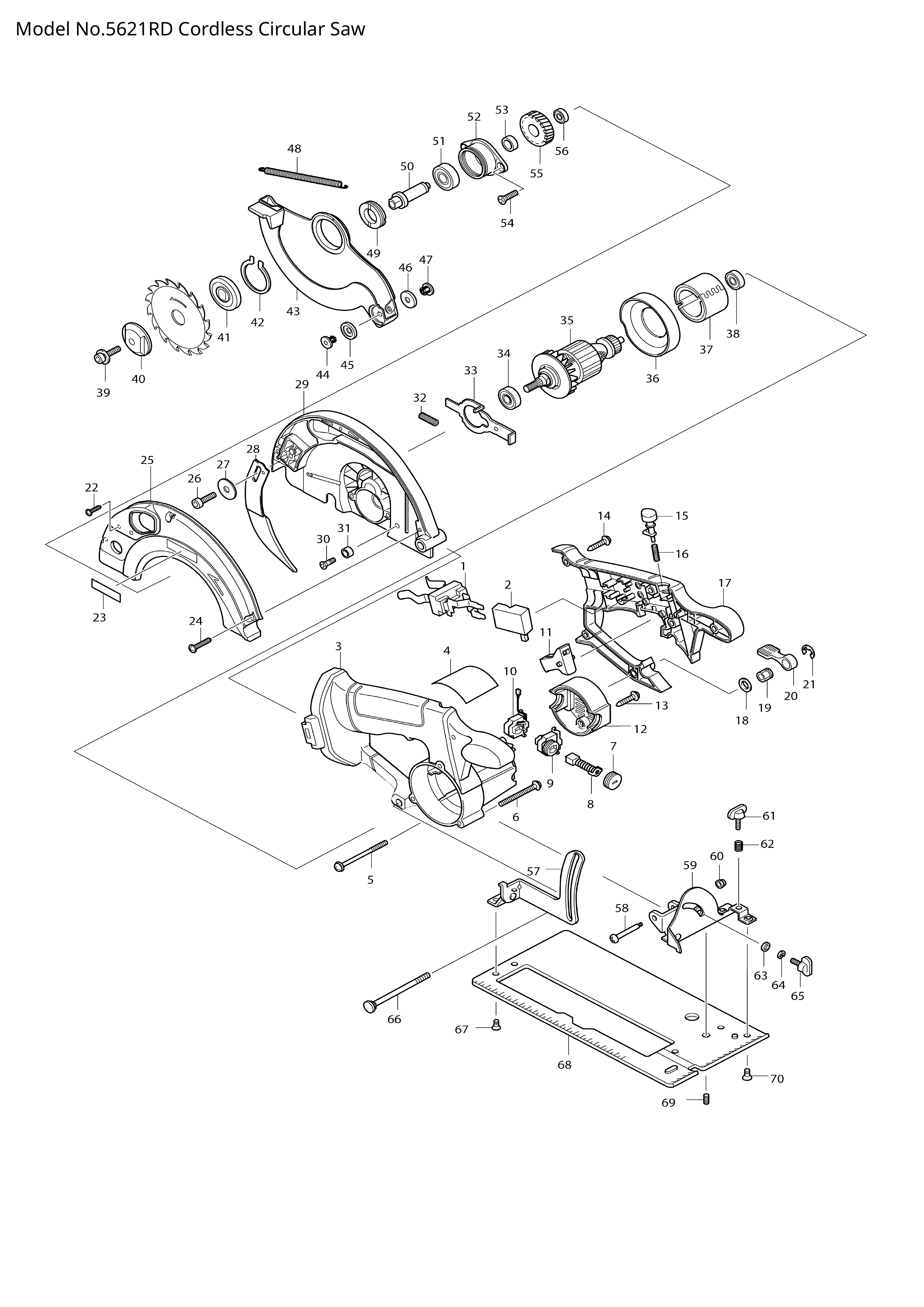Makita 5621RD — сборочный чертёж, лист 1, деталь 519045-2 поз. 035