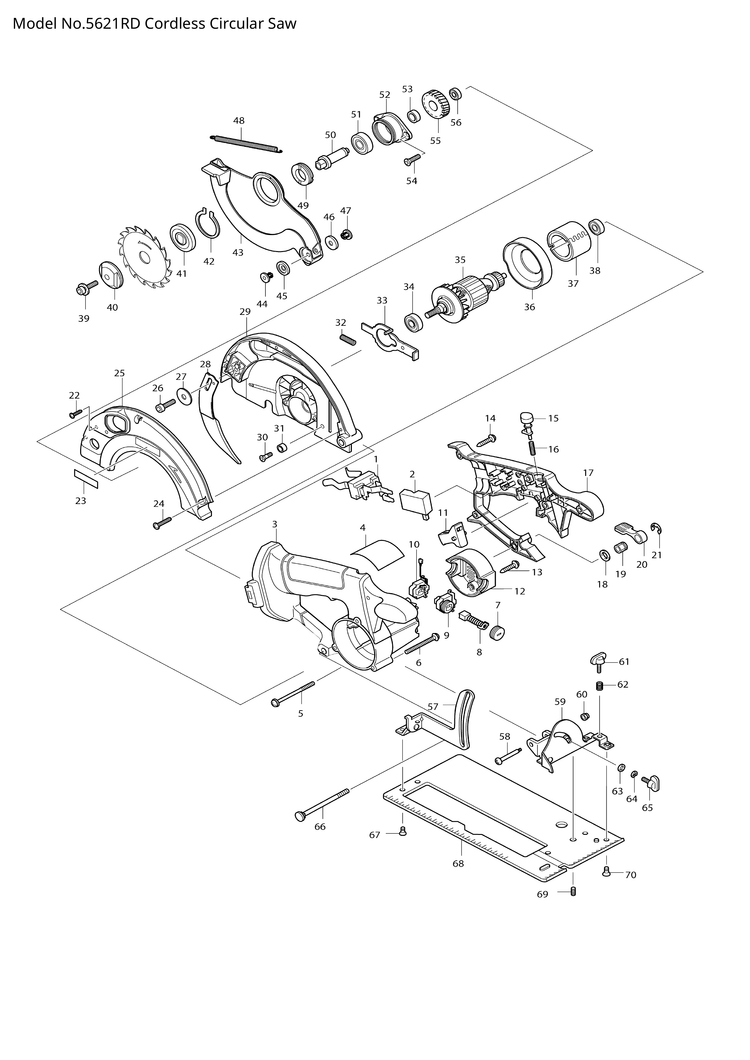 Makita 5621RD — сборочный чертёж, лист 1, деталь 519045-2 поз. 035