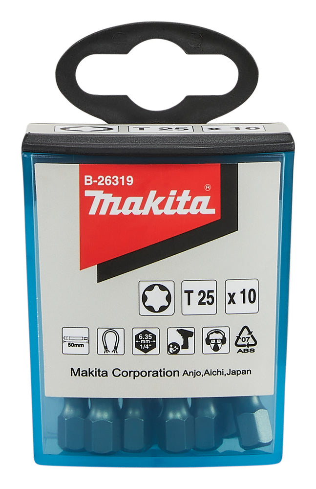 Nieuwe echte Makita B-26319 Schroefbit Flip Top Case T25x50mm 10 stks