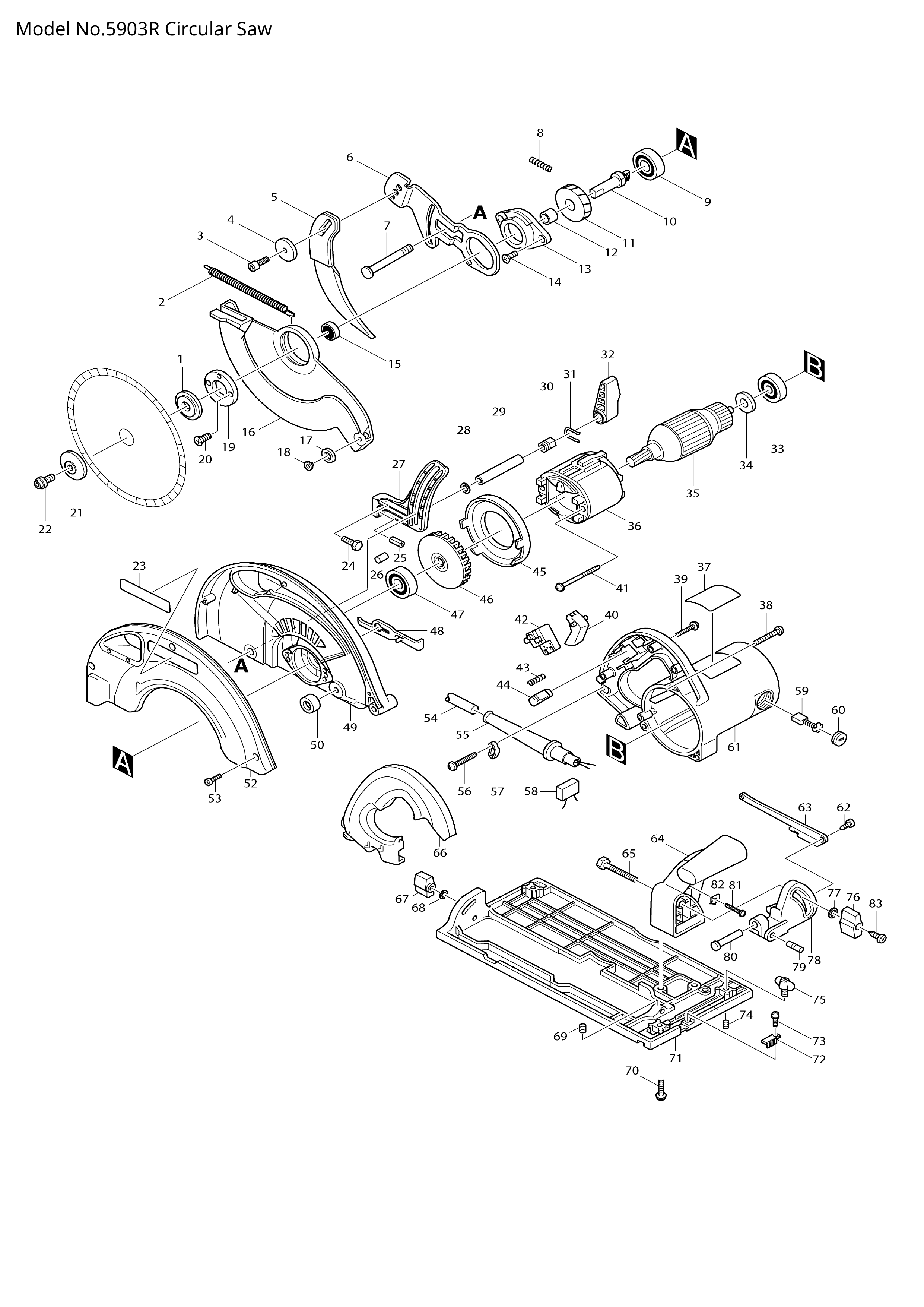 Makita 5903R — сборочный чертёж, лист 1, деталь 631235-8 поз. E11