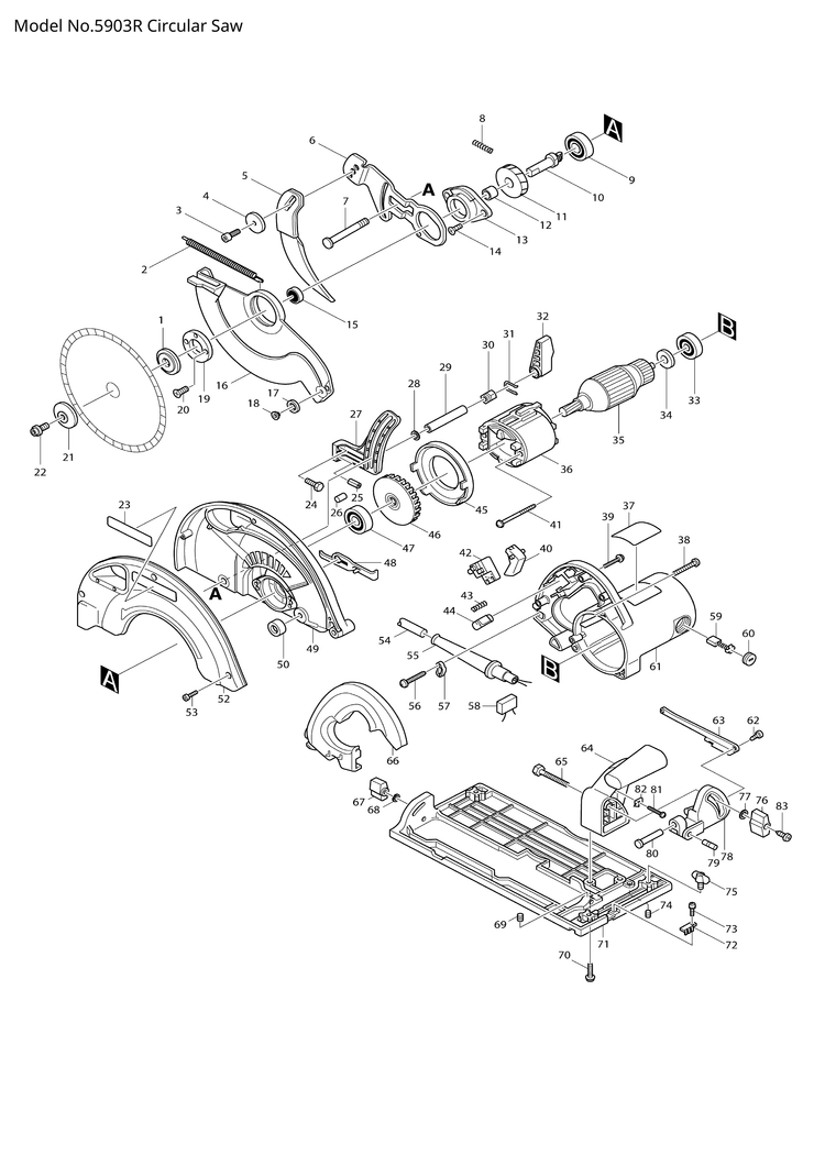 Makita 5903R — сборочный чертёж, лист 1, деталь 631235-8 поз. E11