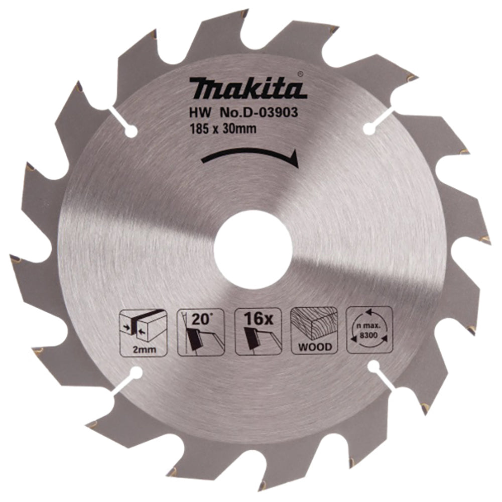 Новое оригинальное пильное полотно Makita D-03903 TCT 185x30/20/16x2,0mm 16T 20°