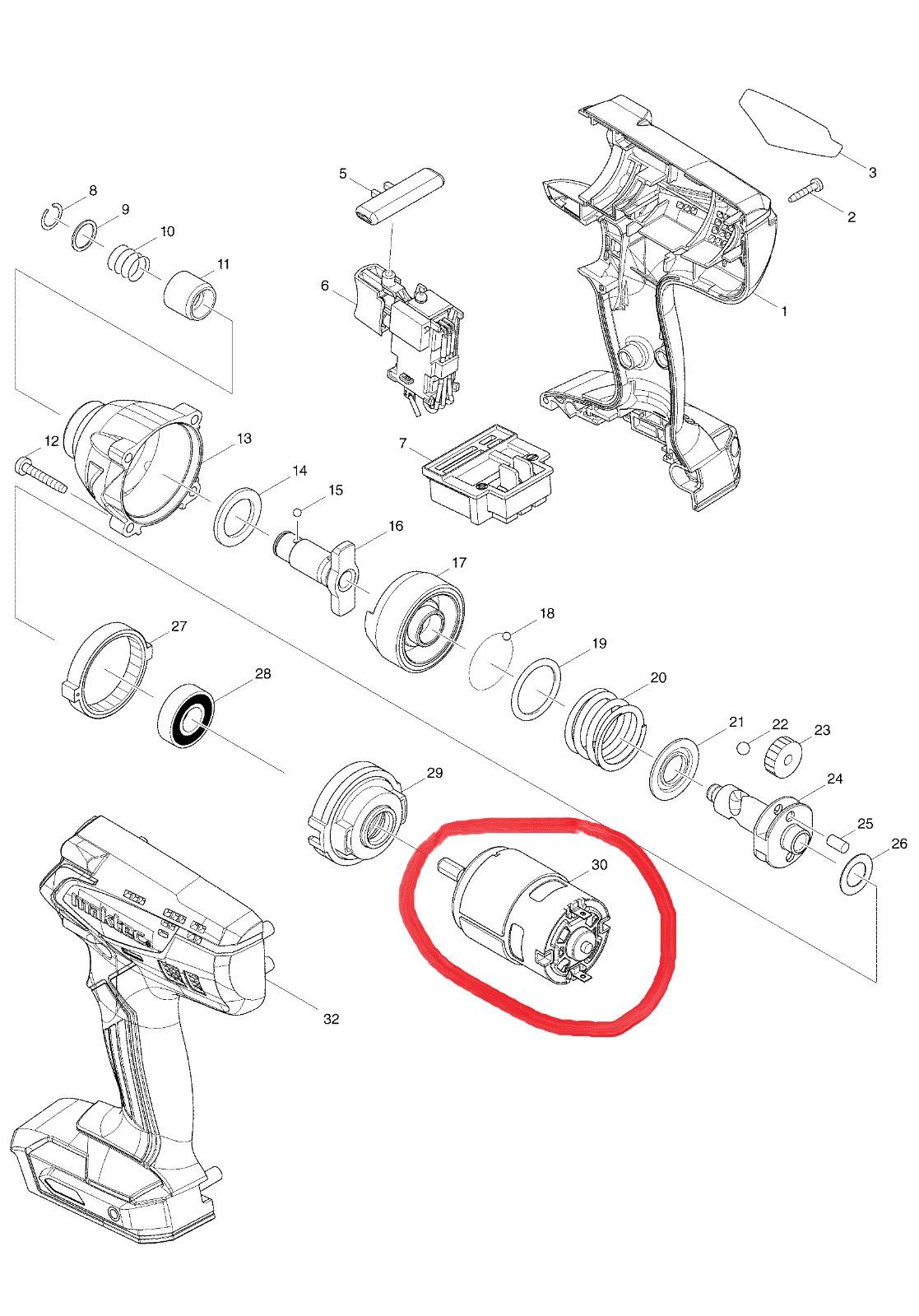 Nouveau authentique makita 629971-8 moteur Maktec pour MT690