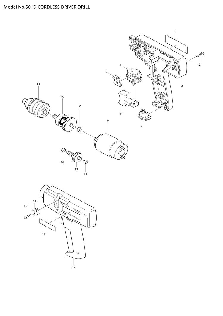 Makita 601D — сборочный чертёж, лист 1, деталь 629630-4 поз. 008
