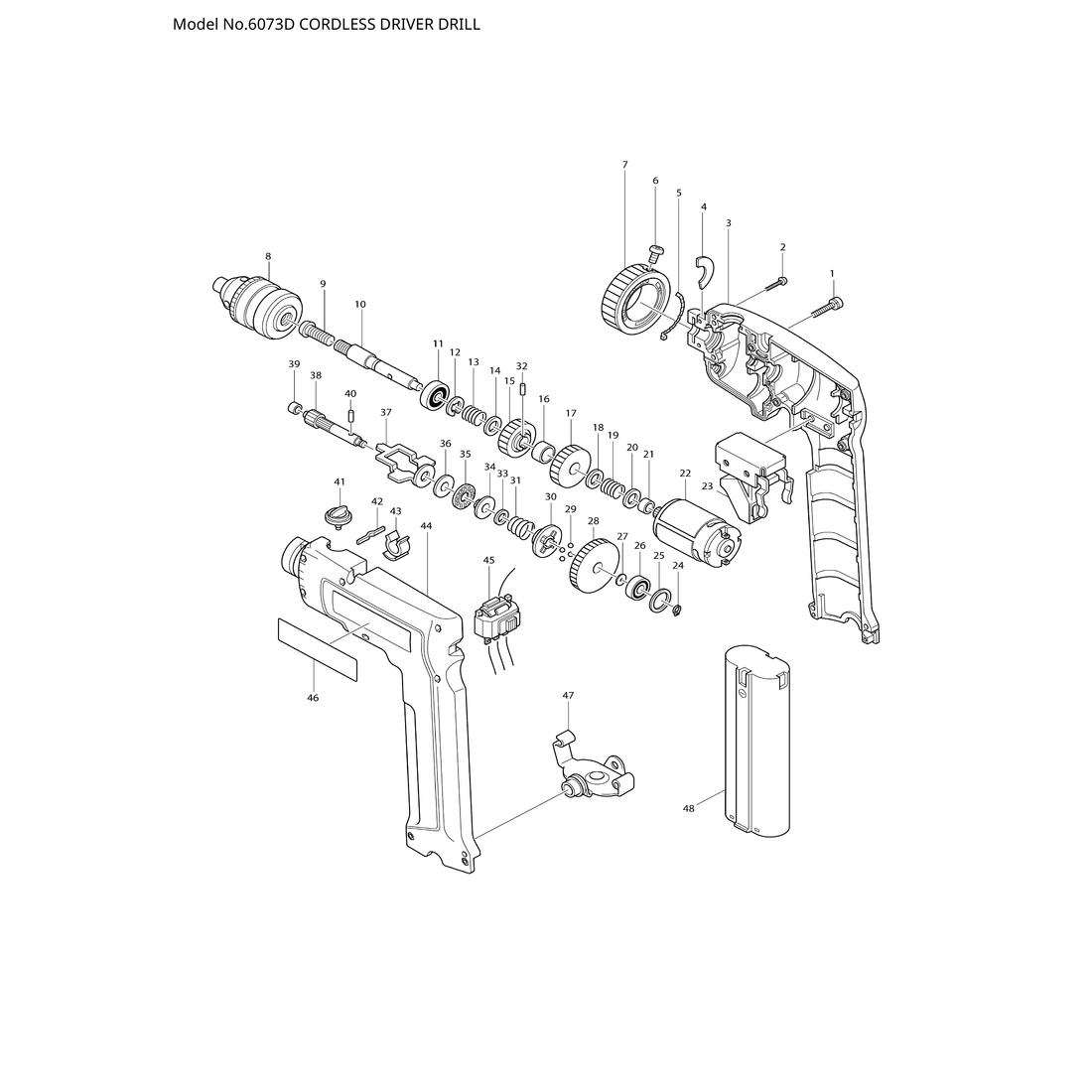 Makita 6073D — сборочный чертёж, лист 1, деталь 629557-8 поз. 022