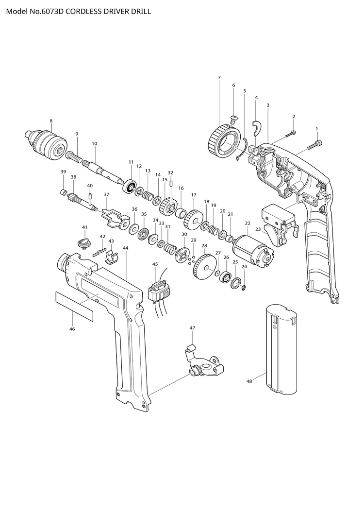 Makita 6073D — сборочный чертёж, лист 1, деталь 629557-8 поз. 022