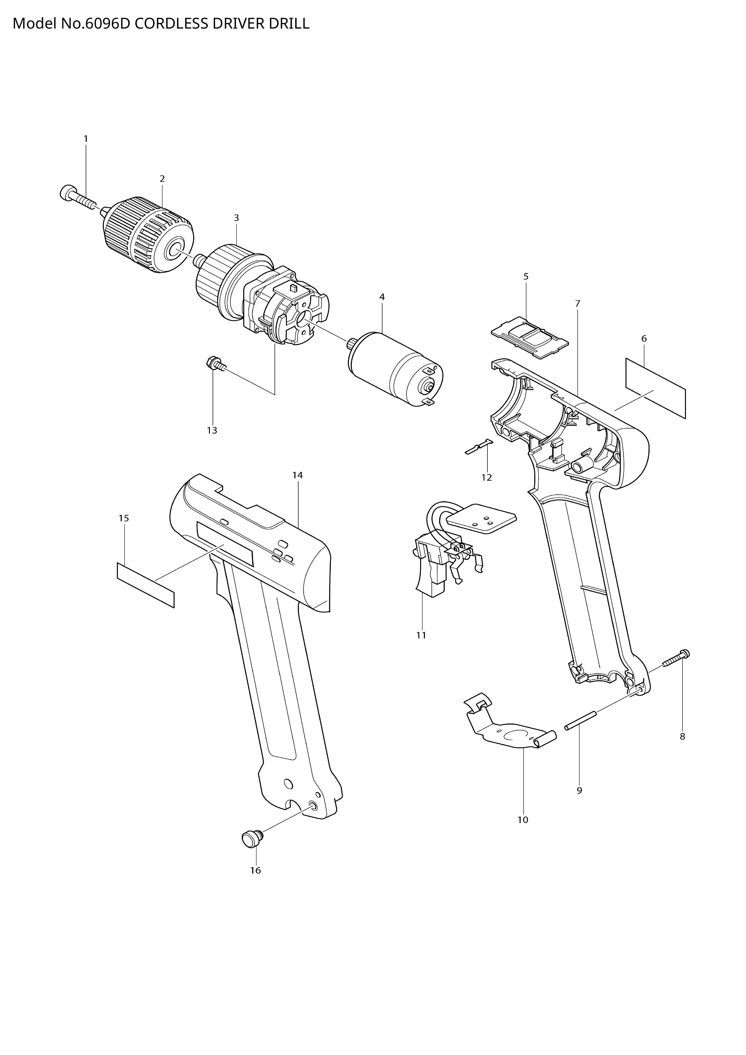 Makita 6096D — сборочный чертёж, лист 1, деталь 651966-3 поз. 011