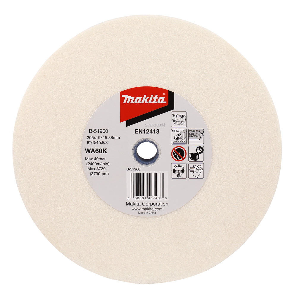 Nouvelle authentique Makita B-51960 Roue de broyage WA60K 205x19x15,88 mm métal / pas